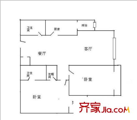 融城小區(qū)戶型圖兩室兩廳一廚一衛(wèi)  2室2廳1衛(wèi)1廚