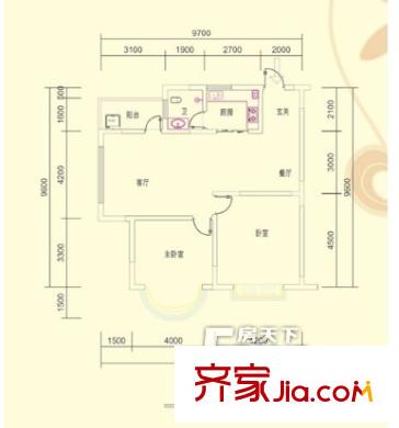 融城小區(qū)戶型圖兩室兩廳一廚一衛(wèi)   2室2廳1衛(wèi)1廚