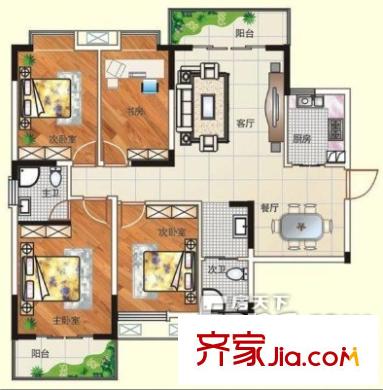 融城小區(qū)戶型圖四室兩廳一廚一衛(wèi) 4室2廳1衛(wèi)1廚