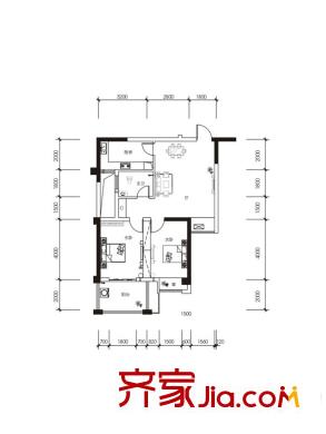 百納廣場3A-F戶型 2室2廳1衛(wèi)