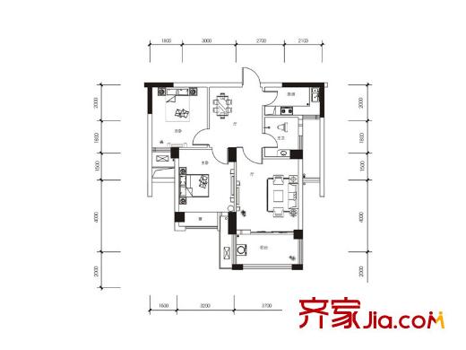 百納廣場3A-E戶型 2室2廳1衛(wèi)