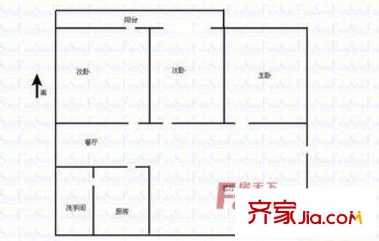 送變電機(jī)關(guān)大院戶型圖3室2廳 戶型圖 3室2廳1衛(wèi)1廚