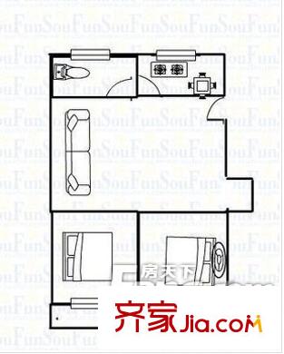 送變電機(jī)關(guān)大院戶型圖2室2廳 戶型圖 2室2廳1衛(wèi)1廚