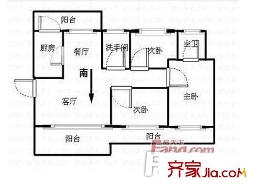 省民政廳榮軍醫(yī)院單位房戶型圖3室2廳 戶型圖 3室2廳2衛(wèi)1廚