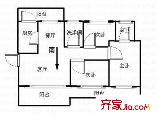 省民政廳榮軍醫(yī)院單位房戶型圖3室2廳 戶型圖 3室2廳2衛(wèi)1廚