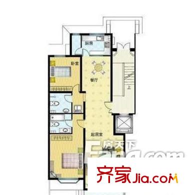 愛地林苑戶型圖兩室兩廳一廚一衛(wèi) 2室2廳1衛(wèi)1廚