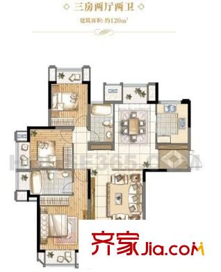 銀園公寓戶型圖3室2廳2衛(wèi)1廚  戶型圖 3室2廳2衛(wèi)1廚
