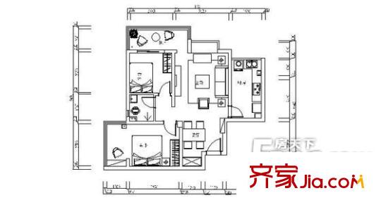 長(zhǎng)沙市長(zhǎng)堪設(shè)計(jì)院戶型圖2室1廳 戶型圖 
