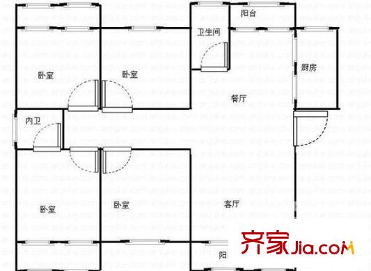紅星建材交易中心戶型圖4室2廳 戶型圖 4室2廳2衛(wèi)1廚