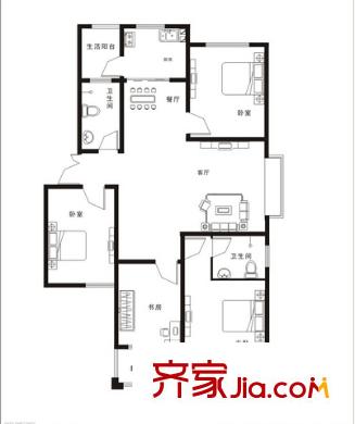 湖南省木偶劇團(tuán)宿舍戶型圖3室2廳 戶型圖 3室2廳2衛(wèi)1廚