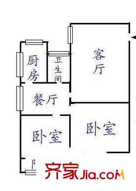 省生物藥廠宿舍戶型圖2室2廳 戶型圖 2室2廳1衛(wèi)1廚