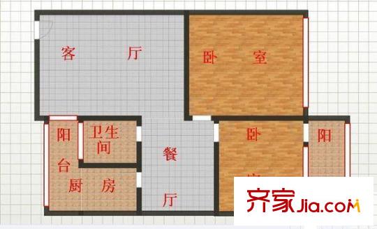 省生物藥廠宿舍戶型圖2室2廳  戶型圖 2室2廳1衛(wèi)1廚