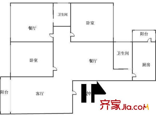 省生物藥廠宿舍戶型圖3室2廳  戶型圖 3室2廳2衛(wèi)1廚