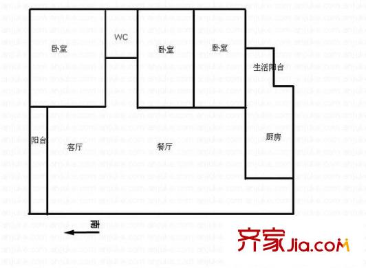 天心苑戶型圖3室1廳 戶型圖 3室1廳1衛(wèi)1廚