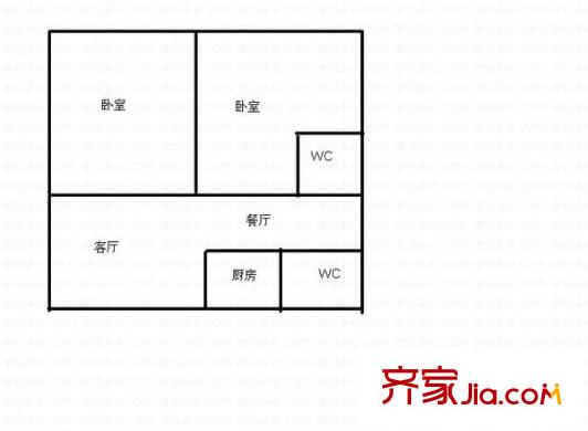 天心苑戶型圖2室2廳 戶型圖 2室2廳1衛(wèi)1廚