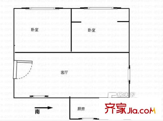 送變電機(jī)關(guān)大院戶型圖2室2廳 戶型圖 2室2廳1衛(wèi)1廚