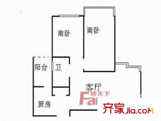 送變電機(jī)關(guān)大院戶型圖2室1廳 戶型圖 2室1廳1衛(wèi)1廚
