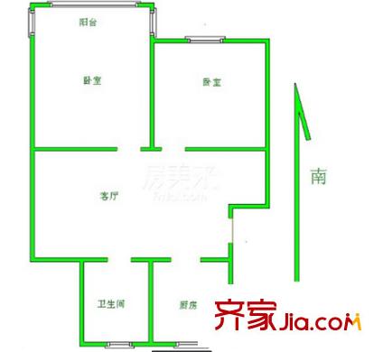 省民政廳榮軍醫(yī)院單位房戶型圖2室1廳 戶型圖 2室1廳1衛(wèi)1廚