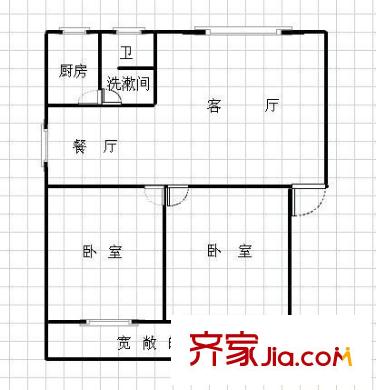 火星地質(zhì)局單位房戶型圖2室2廳1衛(wèi)1廚  戶型圖 2室2廳1衛(wèi)1廚