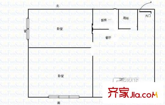下民航宿舍戶型圖2室2廳 戶型圖 2室2廳1衛(wèi)1廚