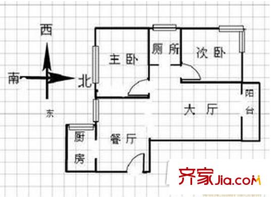 砂子塘老干所宿舍戶型圖2室2廳 戶型圖 2室2廳1衛(wèi)1廚