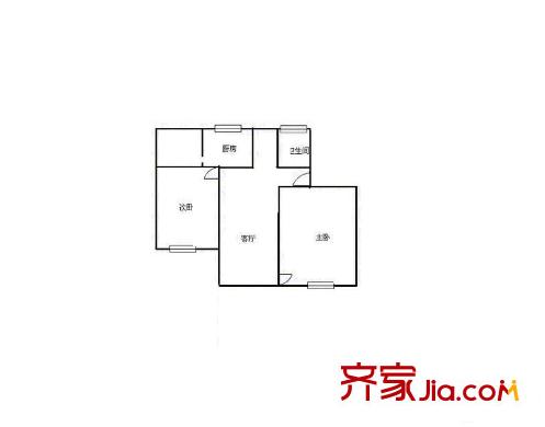 識字嶺輕工研究院宿舍戶型圖2室2廳  戶型圖 2室2廳1衛(wèi)1廚