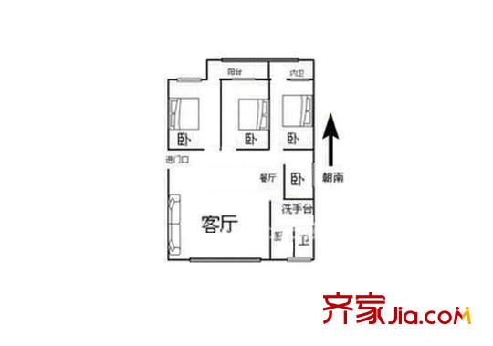 識字嶺輕工研究院宿舍戶型圖4室2廳  戶型圖 4室2廳1衛(wèi)1廚