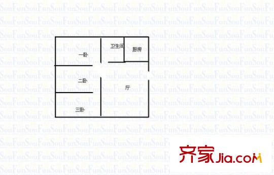 東塘水電院宿舍戶型圖3室1廳1衛(wèi)1廚 戶型圖 3室1廳1衛(wèi)1廚