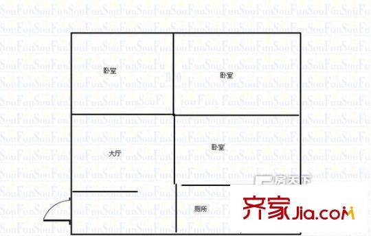 東塘水電院宿舍戶型圖3室1廳1廚1衛(wèi) 戶型圖 3室1廳1衛(wèi)1廚
