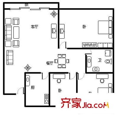 遠東公寓戶型圖3室2廳2衛(wèi)1廚  戶型圖 3室2廳2衛(wèi)1廚