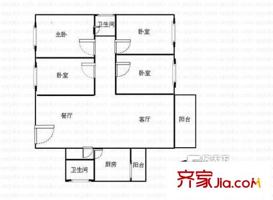 紅星建材交易中心戶型圖4室2廳 戶型圖 4室2廳2衛(wèi)1廚