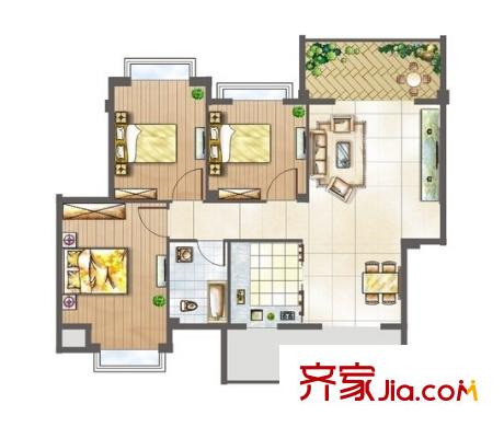 湖南省木偶劇團(tuán)宿舍戶型圖3室2廳 戶型圖 3室2廳2衛(wèi)1廚