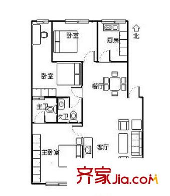 華天宿舍戶型圖3室2廳 戶型圖 3室2廳2衛(wèi)1廚