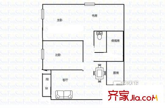 天辰楓丹白露戶型圖3室2廳 戶型圖 3室2廳1衛(wèi)1廚