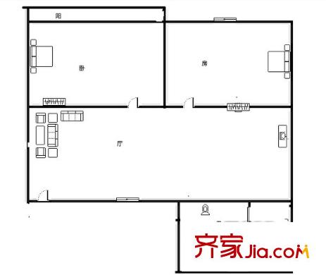 長(zhǎng)沙市營(yíng)山巷52戶(hù)型圖2室2廳 戶(hù)型圖 2室2廳1衛(wèi)1廚
