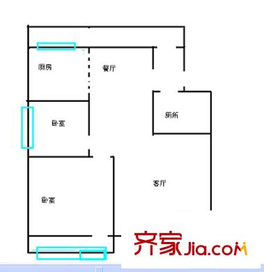 中江置業(yè)戶型圖2室2廳1衛(wèi)1廚  戶型圖 2室2廳1衛(wèi)1廚