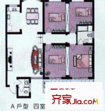 長江雅園戶型圖4室2廳2衛(wèi)1廚
