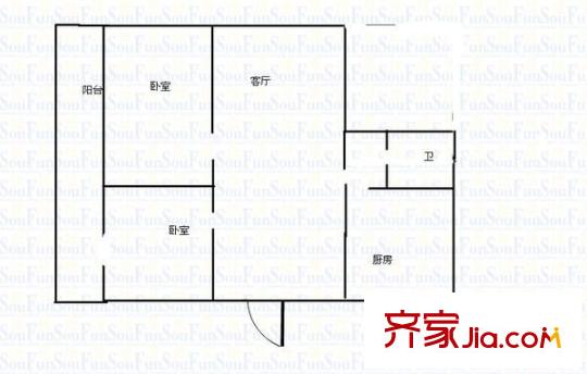 白云社區(qū)戶型圖2室1廳 戶型圖 2室1廳1衛(wèi)1廚