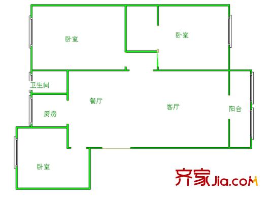 政華嘉園戶型圖3室2廳 戶型圖 3室2廳2衛(wèi)1廚