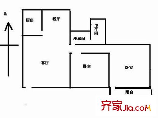 中江麗晶苑戶型圖2室2廳 戶型圖 2室2廳1衛(wèi)1廚