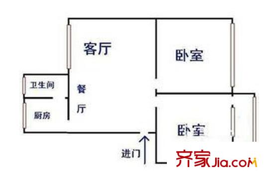 雨花亭派出所宿舍戶型圖2室2廳 戶型圖 2室1廳1衛(wèi)1廚