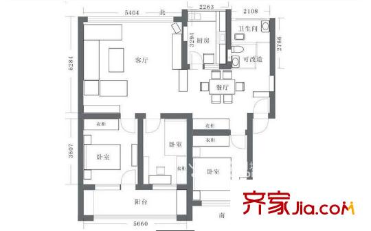 縣政府新宿舍戶型圖3室2廳  戶型圖 3室2廳2衛(wèi)1廚