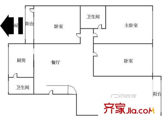 下民航宿舍戶型圖3室2廳 戶型圖 3室2廳2衛(wèi)1廚