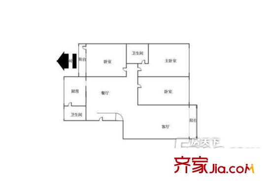 雨花區(qū)檢察院宿舍戶型圖3室2廳 戶型圖 3室2廳2衛(wèi)1廚