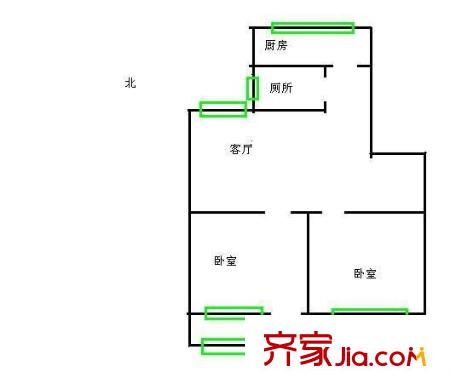 煙草公司宿舍戶型圖2室1廳1衛(wèi)1廚 戶型圖 2室1廳1衛(wèi)1廚
