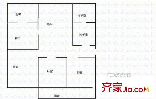 煙草公司宿舍戶型圖3室2廳2衛(wèi)1廚 戶型圖 3室2廳2衛(wèi)1廚