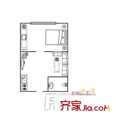 西園北里戶型圖1室1廳 戶型圖 1室1廳1衛(wèi)1廚