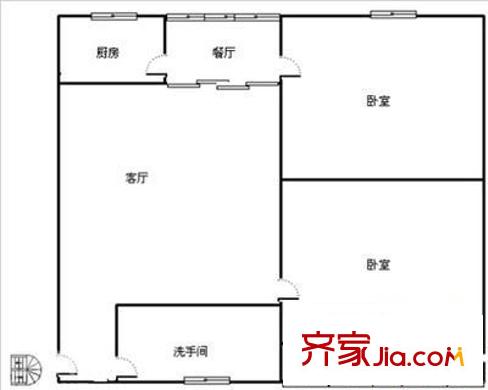 東塘水電院宿舍戶型圖2室2廳1衛(wèi)1廚  戶型圖 2室2廳1衛(wèi)1廚