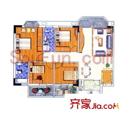 新楚麓山才苑戶型圖戶型4 4室2廳2衛(wèi)1廚
