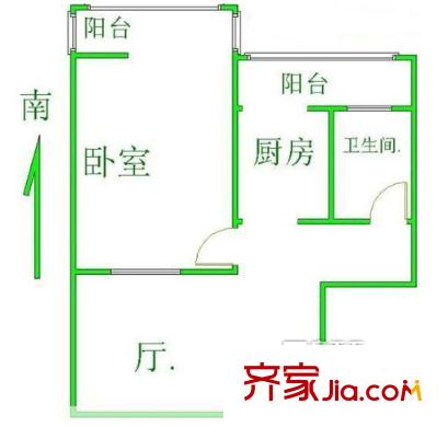 友園山莊戶型圖1室1廳 戶型圖  1室1廳1衛(wèi)1廚